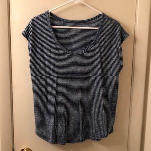 Navy and white striped short sleeve T-shirt